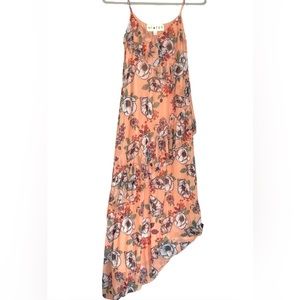 HIATUS | Peach asymmetrical floral midi dress | M